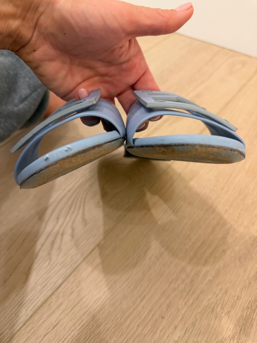 Fendi Light Blue Logo Slide Mules - Picture 7 of 8